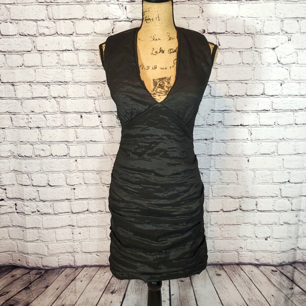 Nicole Miller Cocktail Dress Fitted Mesh Back Size 6